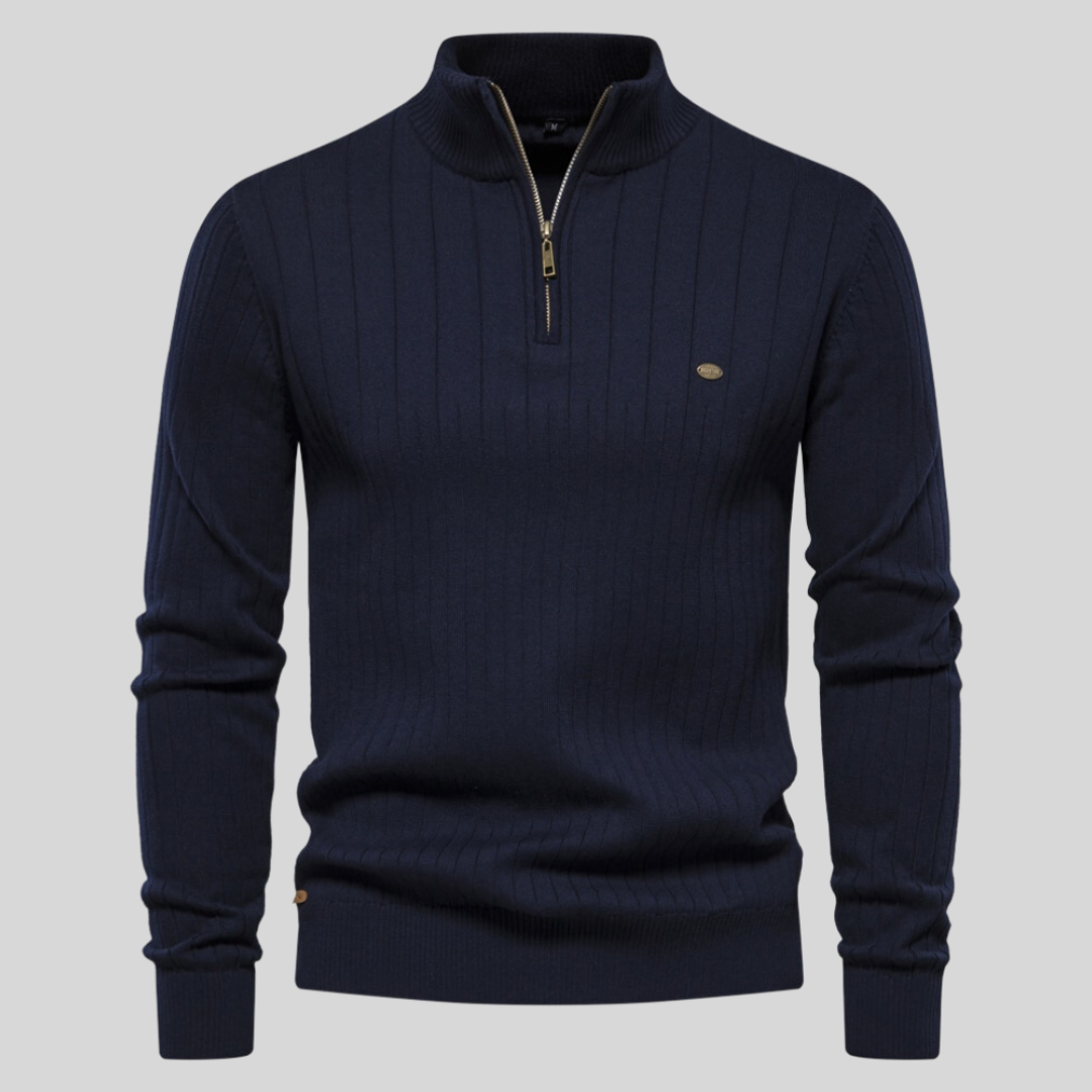 David | Herren Frühlings Rippstrick Half-Zip Pullover