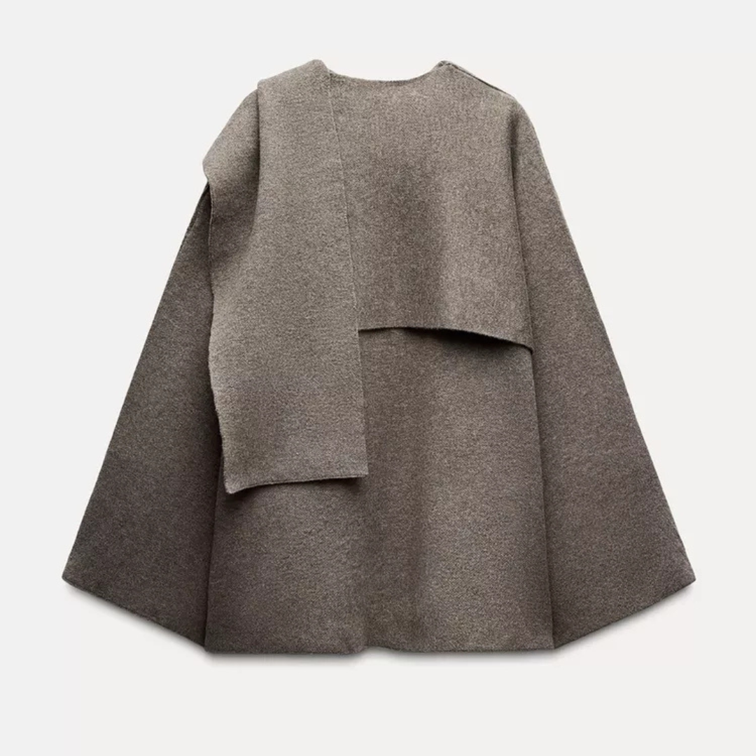 Stefanie | Damen Eleganter Drapierter Cape-Mantel
