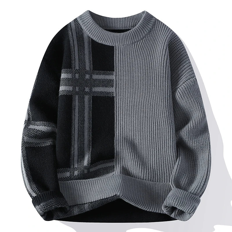 Paul | Herren Winter-Colorblock-Rundhals-Pullover