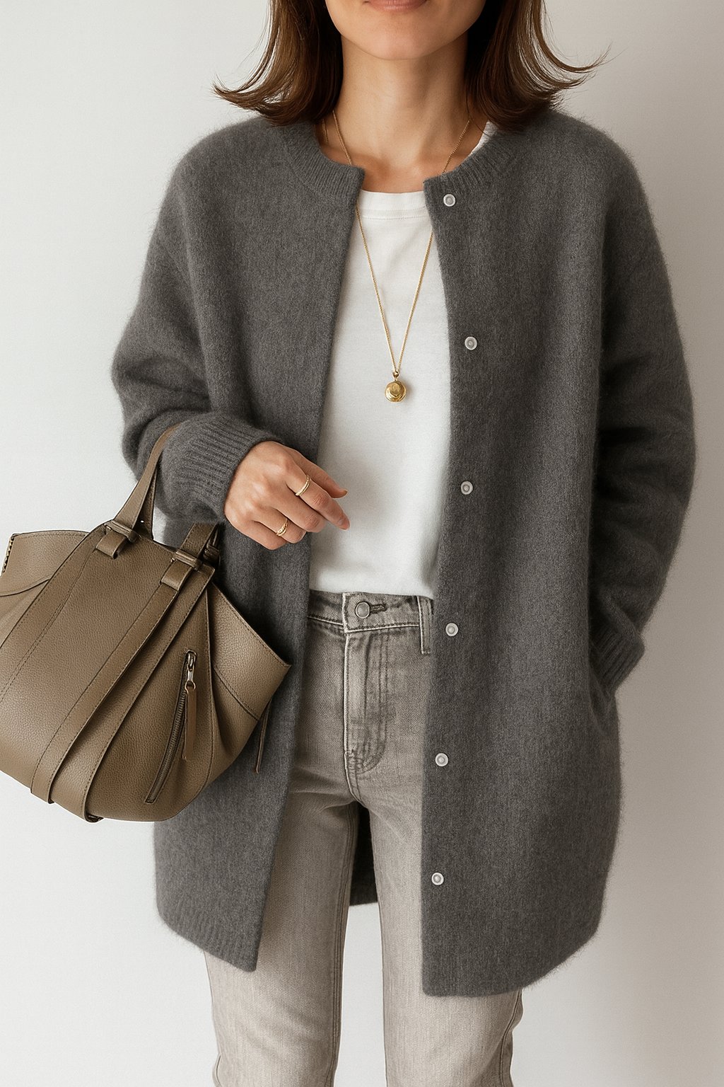 Carmen | Damen Frühling Oversized Langer Cardigan