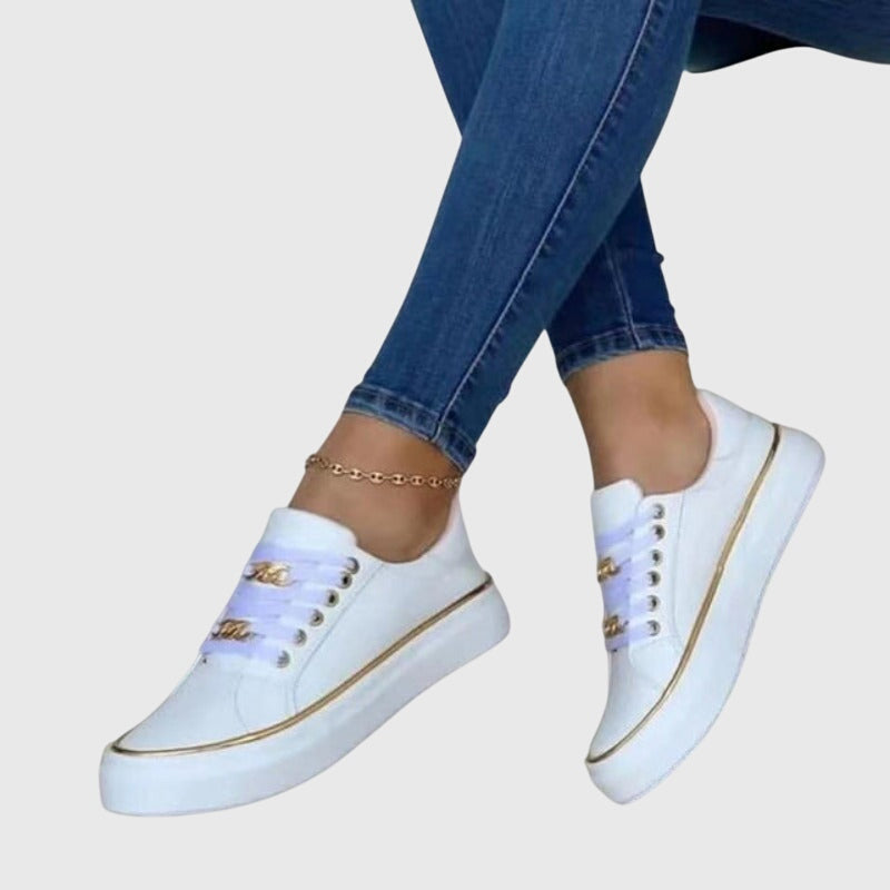 Lara | Damen Frühlings Legere Samt-Schnür-Sneaker
