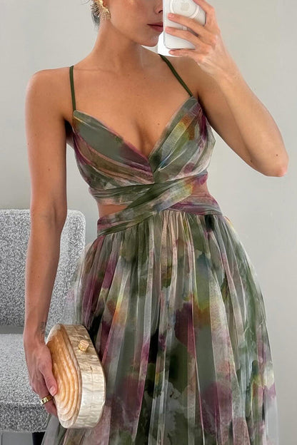 Leonie | Damen Falten-Maxi-Kleid