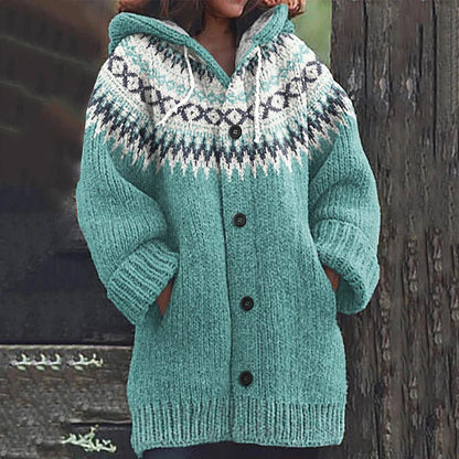 Andrea | Fair Isle Kapuzenstrickjacke für Damen