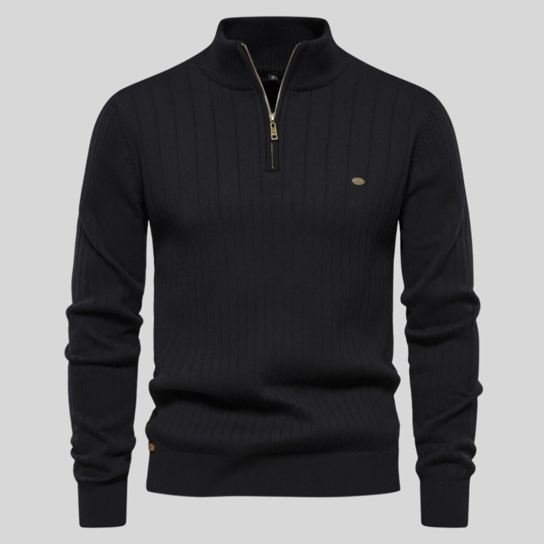 David | Herren Frühlings Rippstrick Half-Zip Pullover