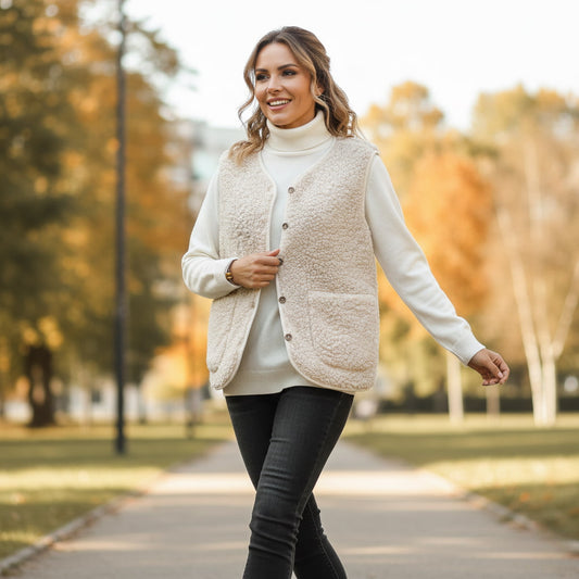 Viviane | Damen Frühlings Lässige Warme Sherpa-Weste