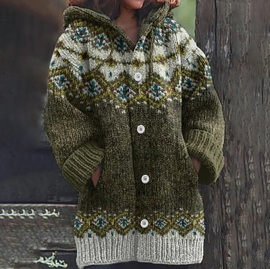 Andrea | Fair Isle Kapuzenstrickjacke für Damen