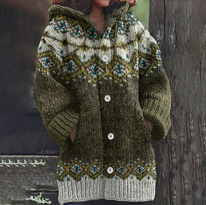 Andrea | Fair Isle Kapuzenstrickjacke für Damen