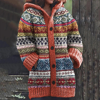 Andrea | Fair Isle Kapuzenstrickjacke für Damen