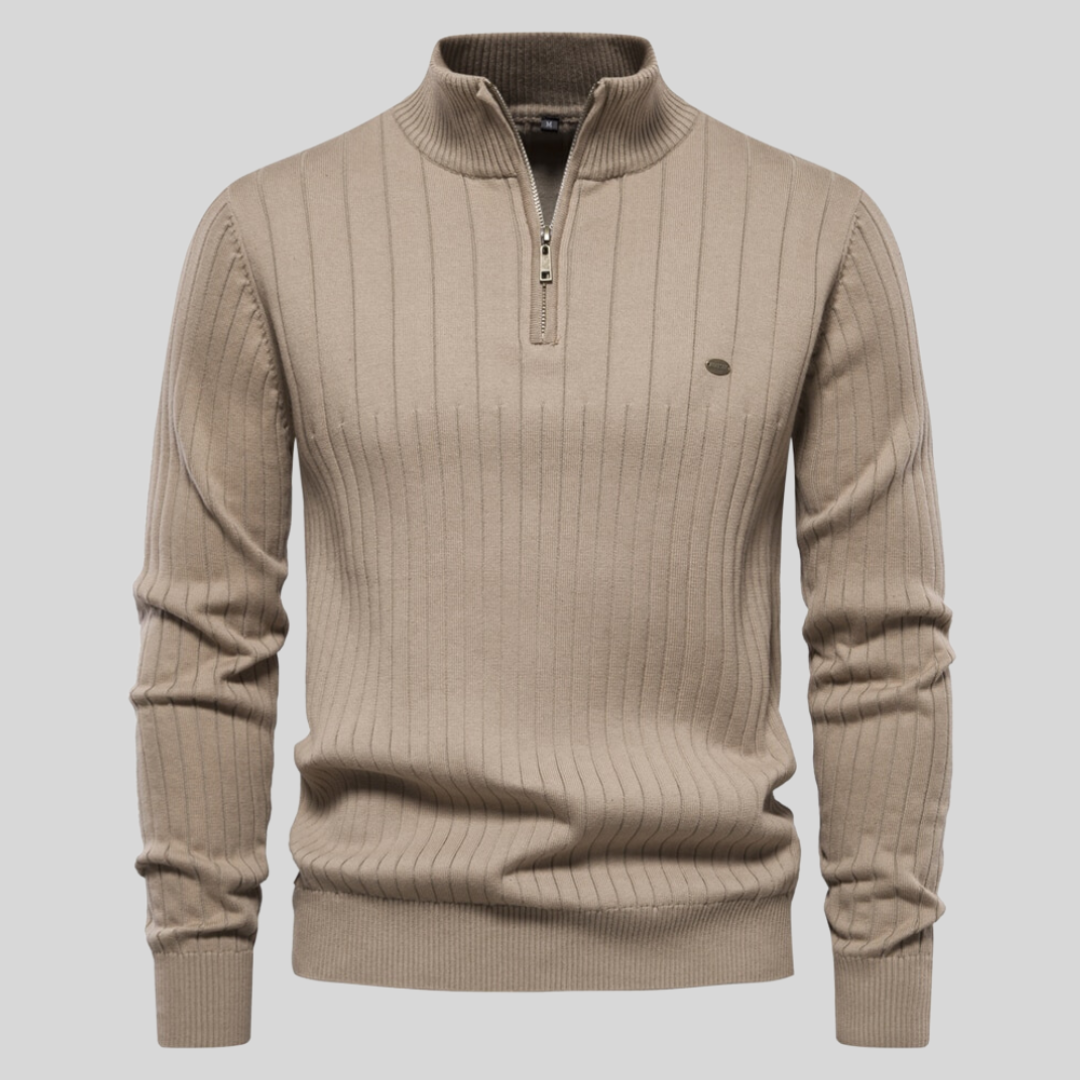 David | Herren Frühlings Rippstrick Half-Zip Pullover