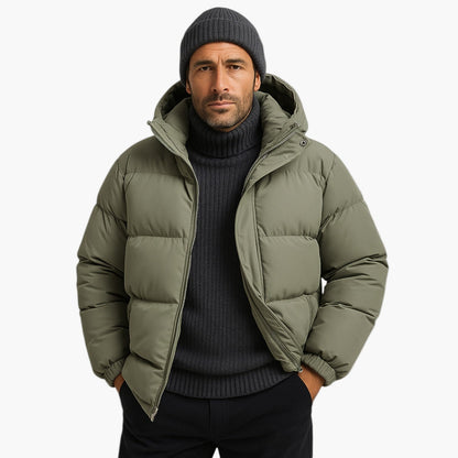 Christian | Herren Kurzer Steppmantel mit Kapuze Winterjacke