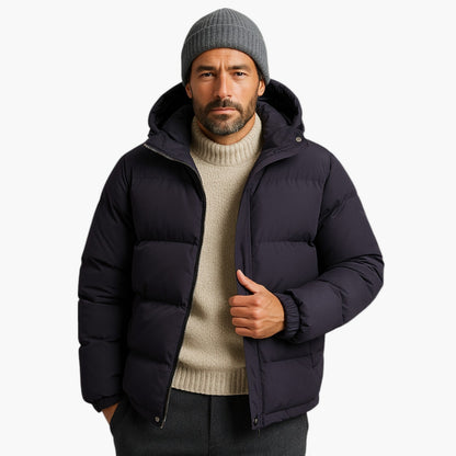 Christian | Herren Kurzer Steppmantel mit Kapuze Winterjacke