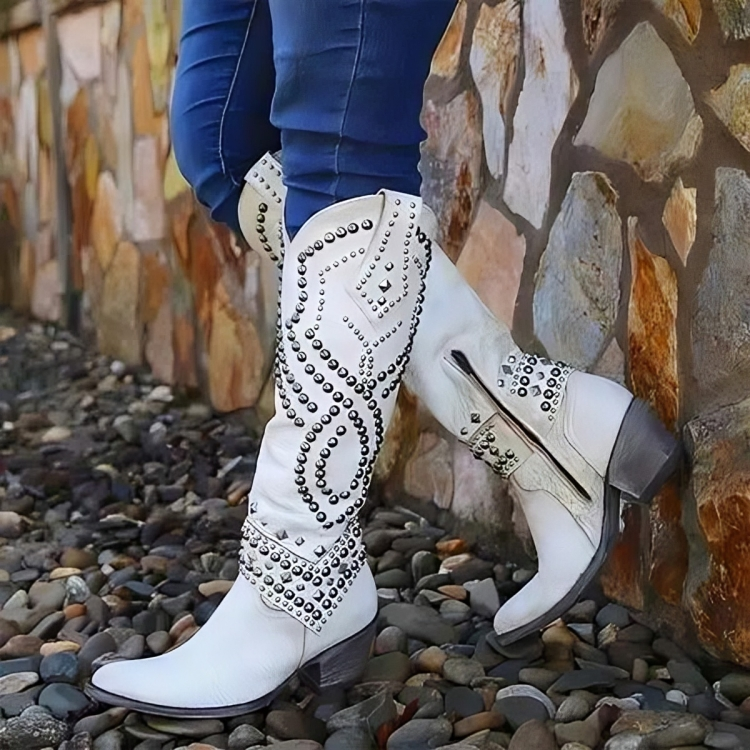 Jasmin | Damen Frühlings Western-Cowboy-Stiefel mit Nieten