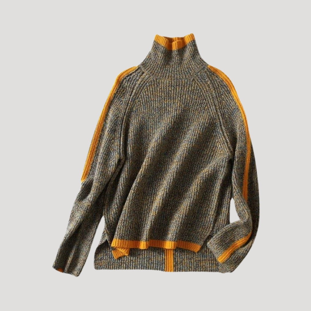 Gudrun | Damen Frühlings Strickpullover mit Rollkragen und Rippstruktur