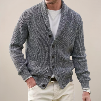 Stefan | Herren Frühjahrs Strickjacke mit Schalkragen und Knopfleiste