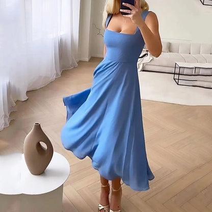 Jasmin | Damen Quadrat Midi Kleid für Hochzeitsgäste
