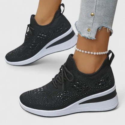 Marie | Damen Frühlings Leichte Strick-Plateau-Sneaker