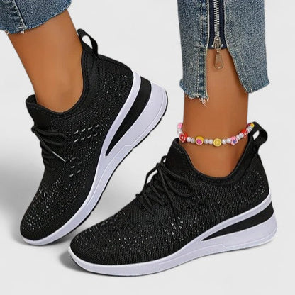 Marie | Damen Frühlings Leichte Strick-Plateau-Sneaker
