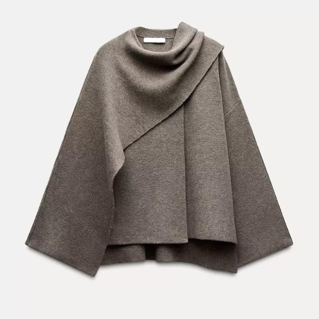 Stefanie | Damen Eleganter Drapierter Cape-Mantel
