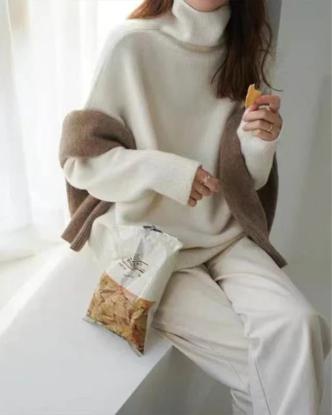 Elke | Damen Frühlings Oversize Rollkragenpullover