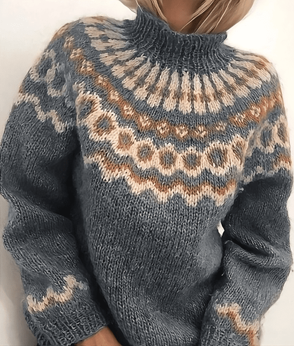 Angela | Damen Winter Gemusterter Strickpullover
