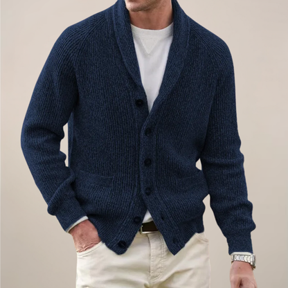 Stefan | Herren Frühjahrs Strickjacke mit Schalkragen und Knopfleiste