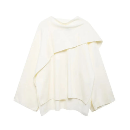 Stefanie | Damen Eleganter Drapierter Cape-Mantel