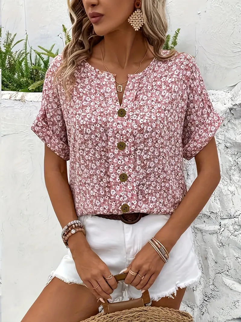 Theresa | Damen Schicke Bluse mit Floralem Sommerprint