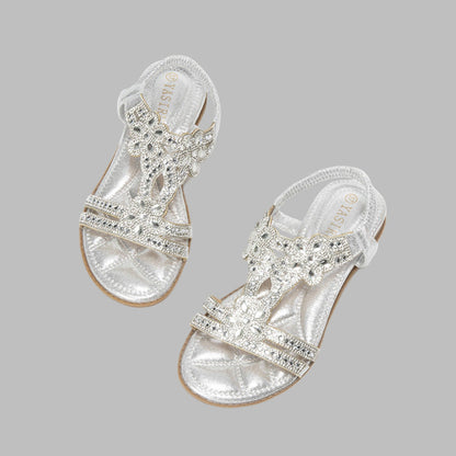 Daniela | Damen Frühlings Florale Verzierungen Flache Sandalen