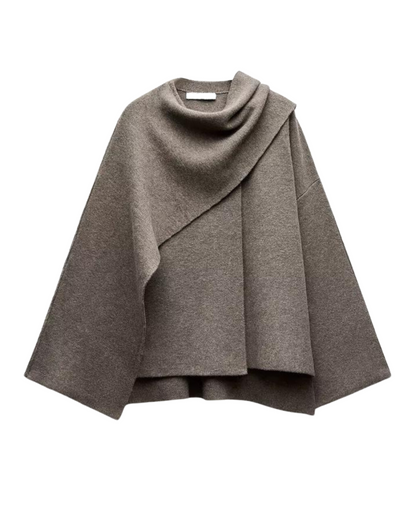 Stefanie | Damen Eleganter Drapierter Cape-Mantel