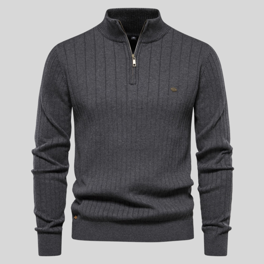 David | Herren Frühlings Rippstrick Half-Zip Pullover