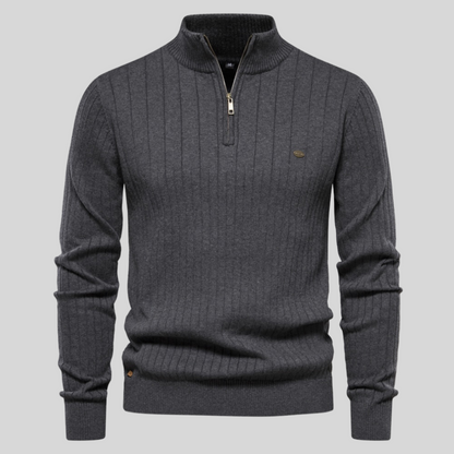 David | Herren Frühlings Rippstrick Half-Zip Pullover