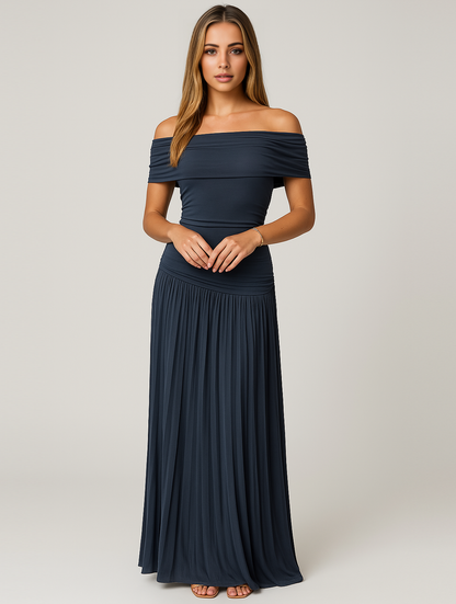 Doris | Damen Falten Maxi Kleid für Hochzeitsgäste