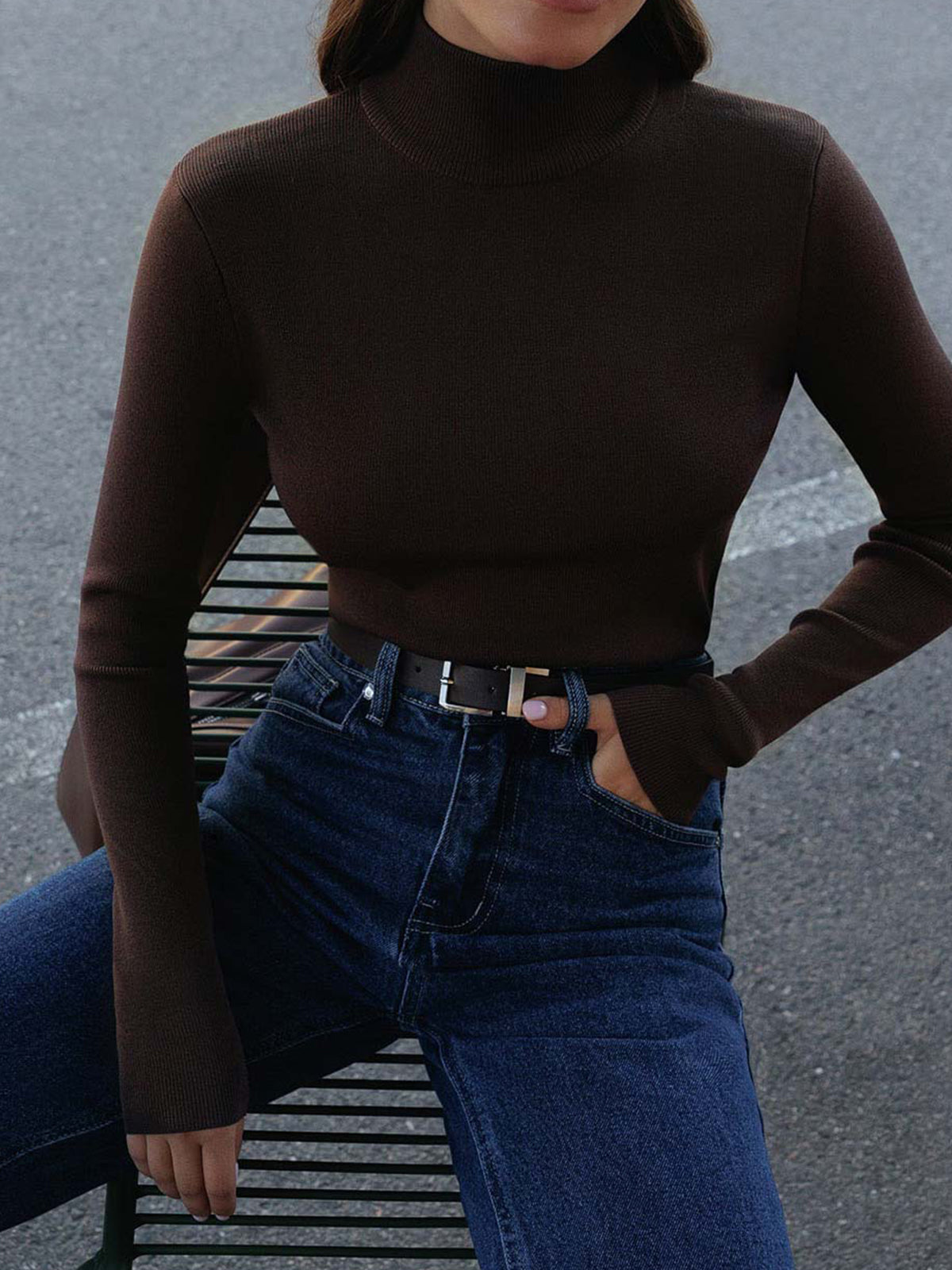 Tanja | Damen Frühlings Bequemes Mock-Neck Top