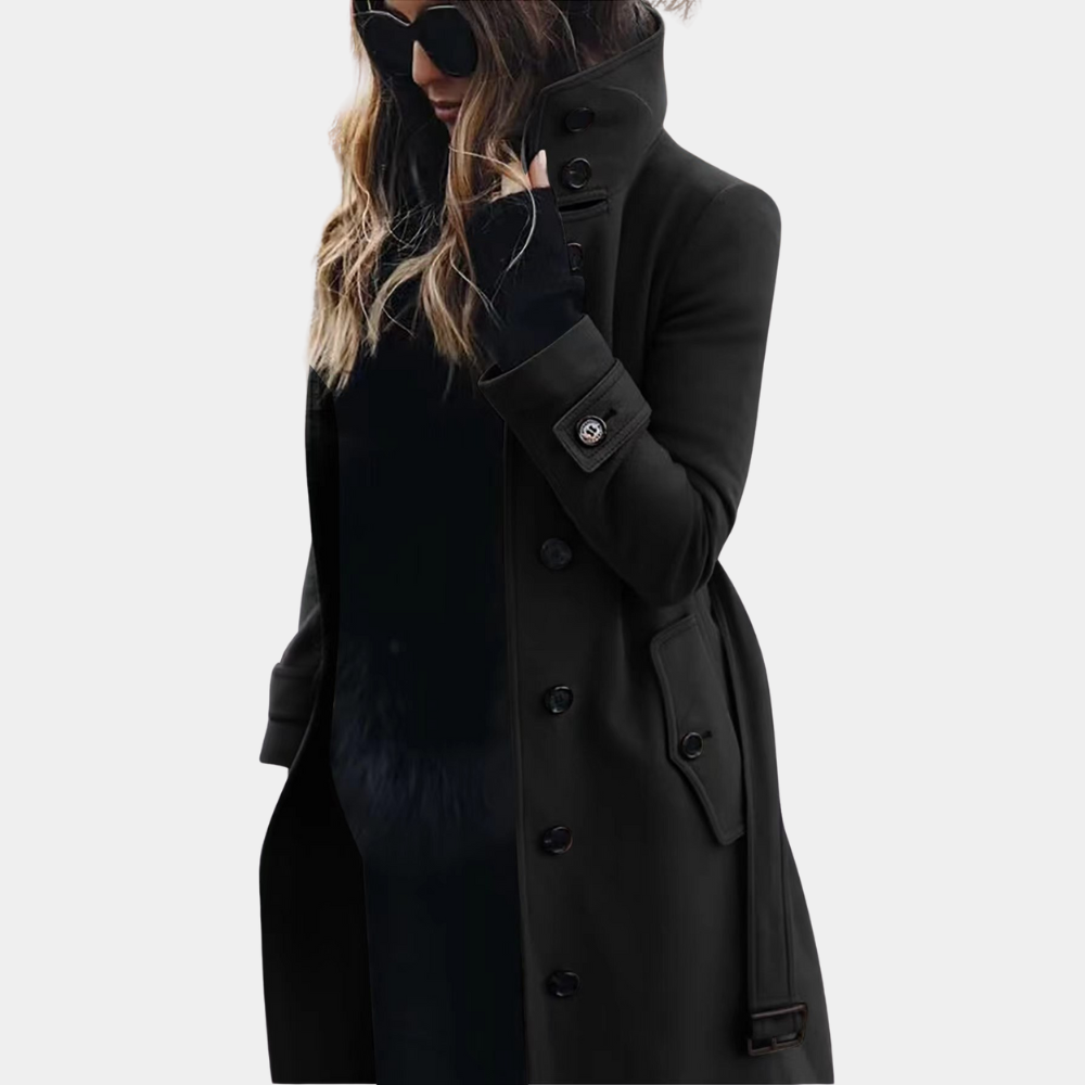 Elke | Damen Winter Trenchcoat mit hohem Kragen