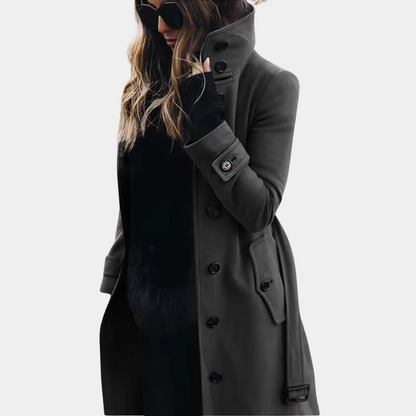 Elke | Damen Winter Trenchcoat mit hohem Kragen