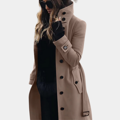 Elke | Damen Winter Trenchcoat mit hohem Kragen