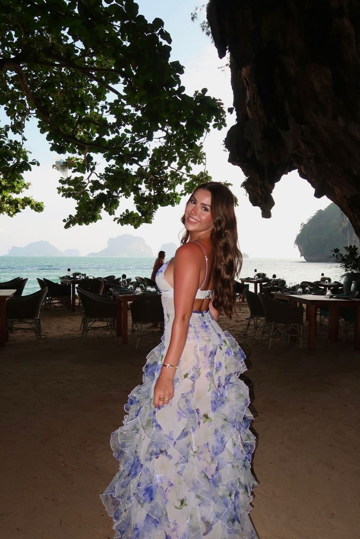 Gabriela  | Damen Sommer Blumen Cut-Out Maxi Kleid