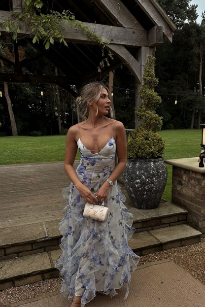 Gabriela  | Damen Sommer Blumen Cut-Out Maxi Kleid