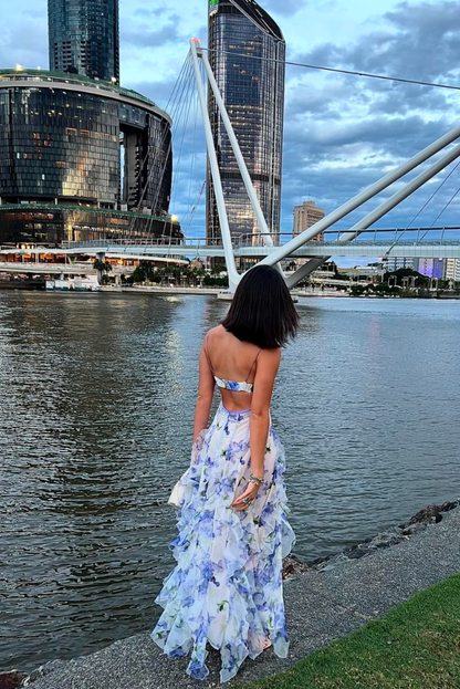 Gabriela  | Damen Sommer Blumen Cut-Out Maxi Kleid