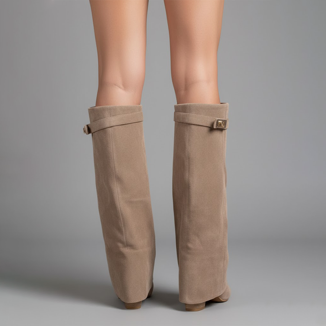 Stefanie | Damen Leder Overknee Stiefel Mit Schnalle
