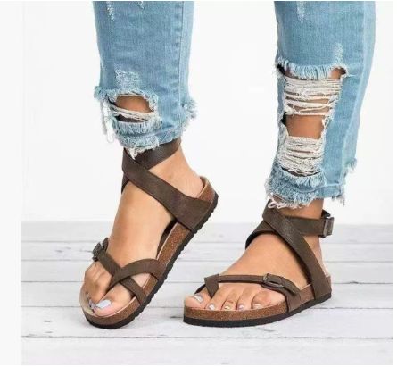 Elke | Damen Frühlings-Flache Sandalen mit Riemen