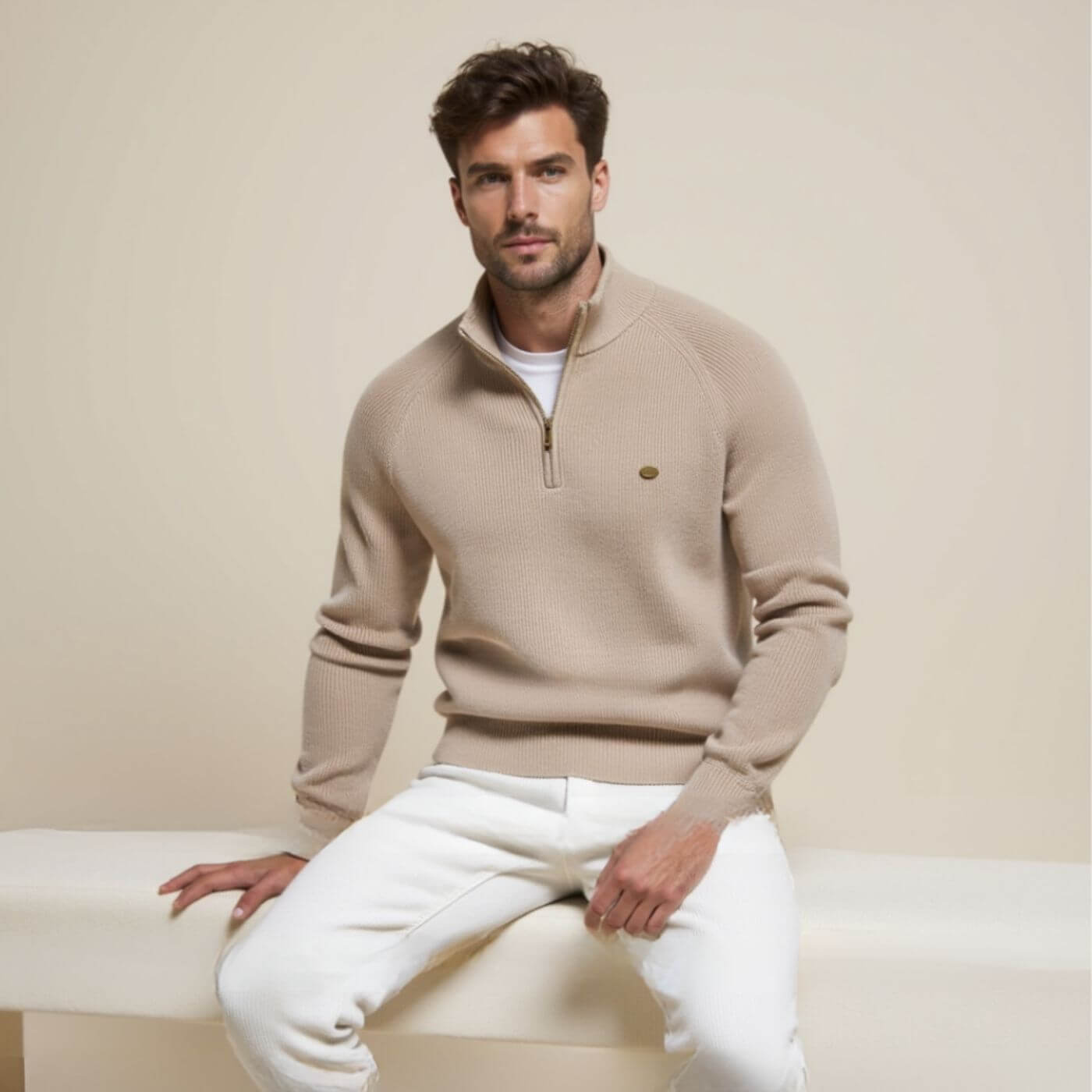 Christoph | Herren Zip-Kragen Langarm Pullover