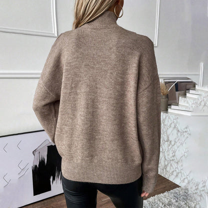 Theo | Damen Frühlings Rollkragenpullover mit Cut-Out-Schultern