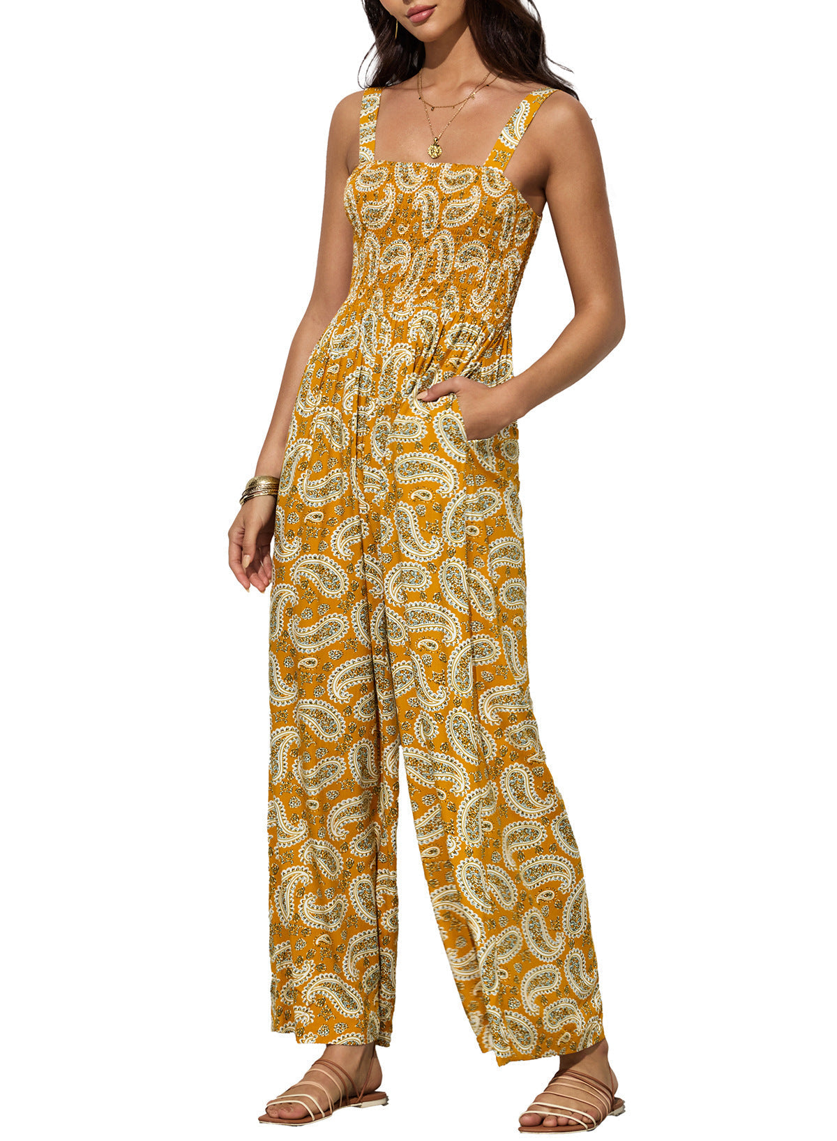 Elsa | Eleganter Damen-Frühlings-Jumpsuit mit Blumenmuster und weitem Bein