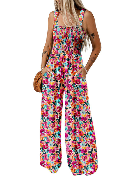 Elsa | Eleganter Damen-Frühlings-Jumpsuit mit Blumenmuster und weitem Bein