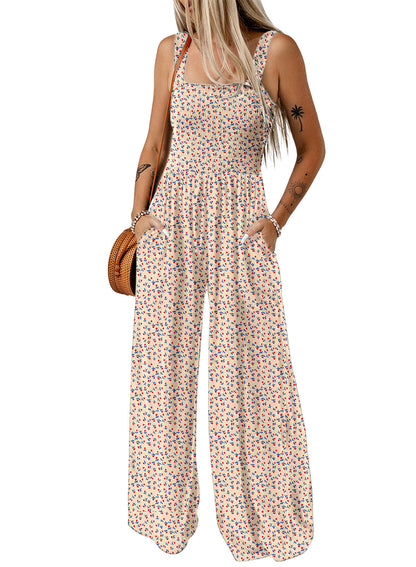 Elsa | Eleganter Damen-Frühlings-Jumpsuit mit Blumenmuster und weitem Bein