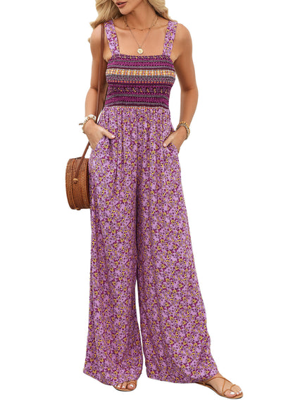 Elsa | Eleganter Damen-Frühlings-Jumpsuit mit Blumenmuster und weitem Bein
