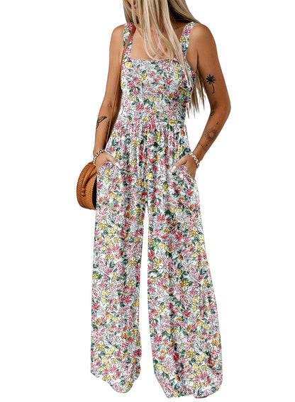 Elsa | Eleganter Damen-Frühlings-Jumpsuit mit Blumenmuster und weitem Bein