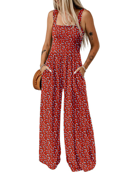 Elsa | Eleganter Damen-Frühlings-Jumpsuit mit Blumenmuster und weitem Bein