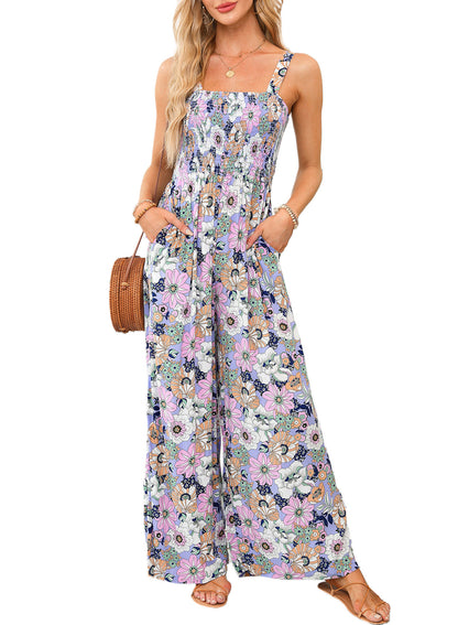 Elsa | Eleganter Damen-Frühlings-Jumpsuit mit Blumenmuster und weitem Bein